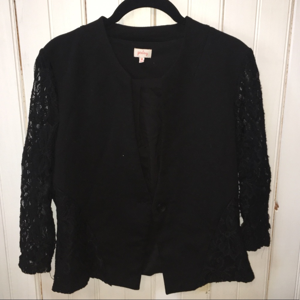 Black Lace Sleeve Blazer